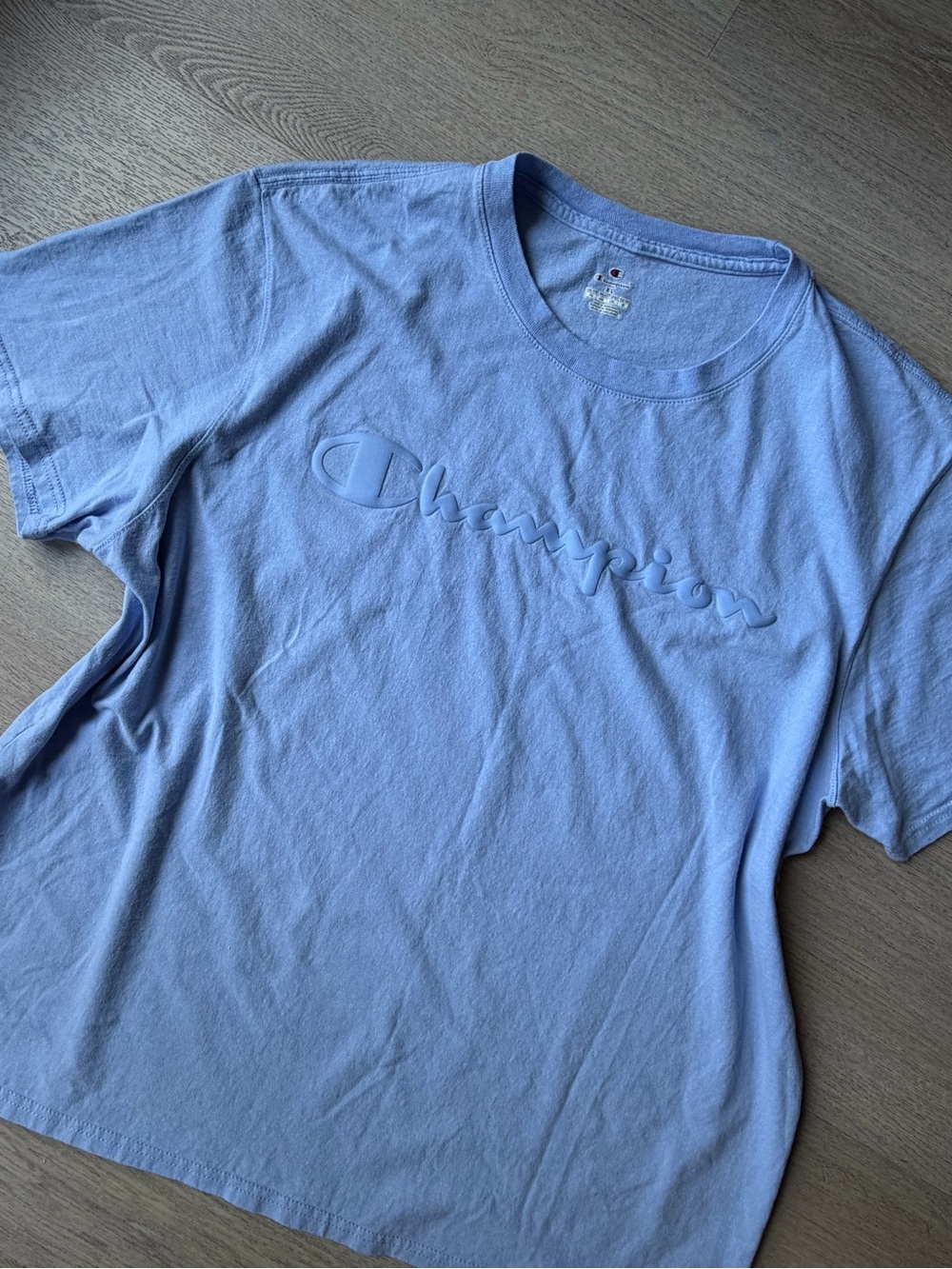 Champion Embroidered Script Tee in Light Blue - Picture 3 of 6